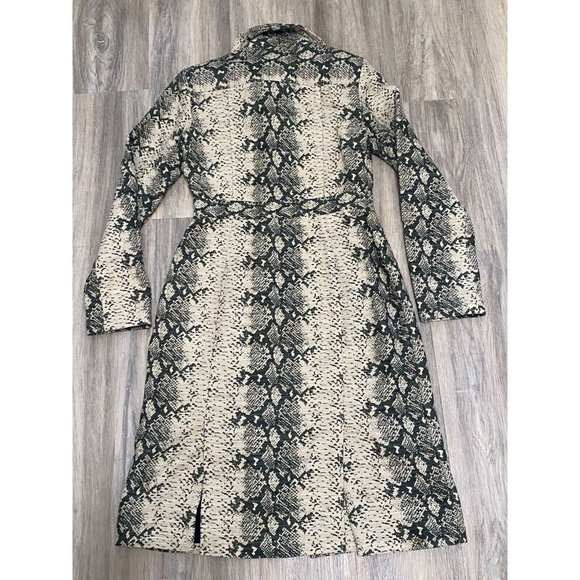 Rachel Roy Women’s Olive Reptile Snake Cotton Button Front Long Length Jacket S - Picture 5 of 14